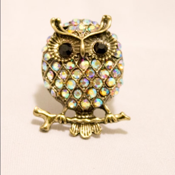 Jewelry - Sparkly Owl Ring Adjustable Size